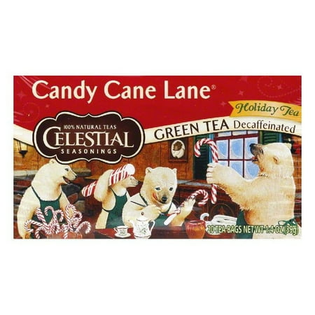 Celestial Seasonings 535674 Decaf Green Tea, Candy Cane Lane - 20 Bags,Case Of 6