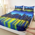 thumbnail image 3 of Homewish Abstract City Silhouette Full Size Sheets,Watercolor Oil Painting Bed Sheets,Yellow Blue Sheet Sets For Adult,Super Cozy Room Decor,4 Pieces, 3 of 7