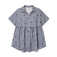 thumbnail image 3 of VBVC Women's and Women's Plus Button Down Shirt , Ladies' Short Sleeve Smock Tunic Top , Striped Babydoll Summer Flowy Blouse For Women, Navy , S-5XL, 3 of 6