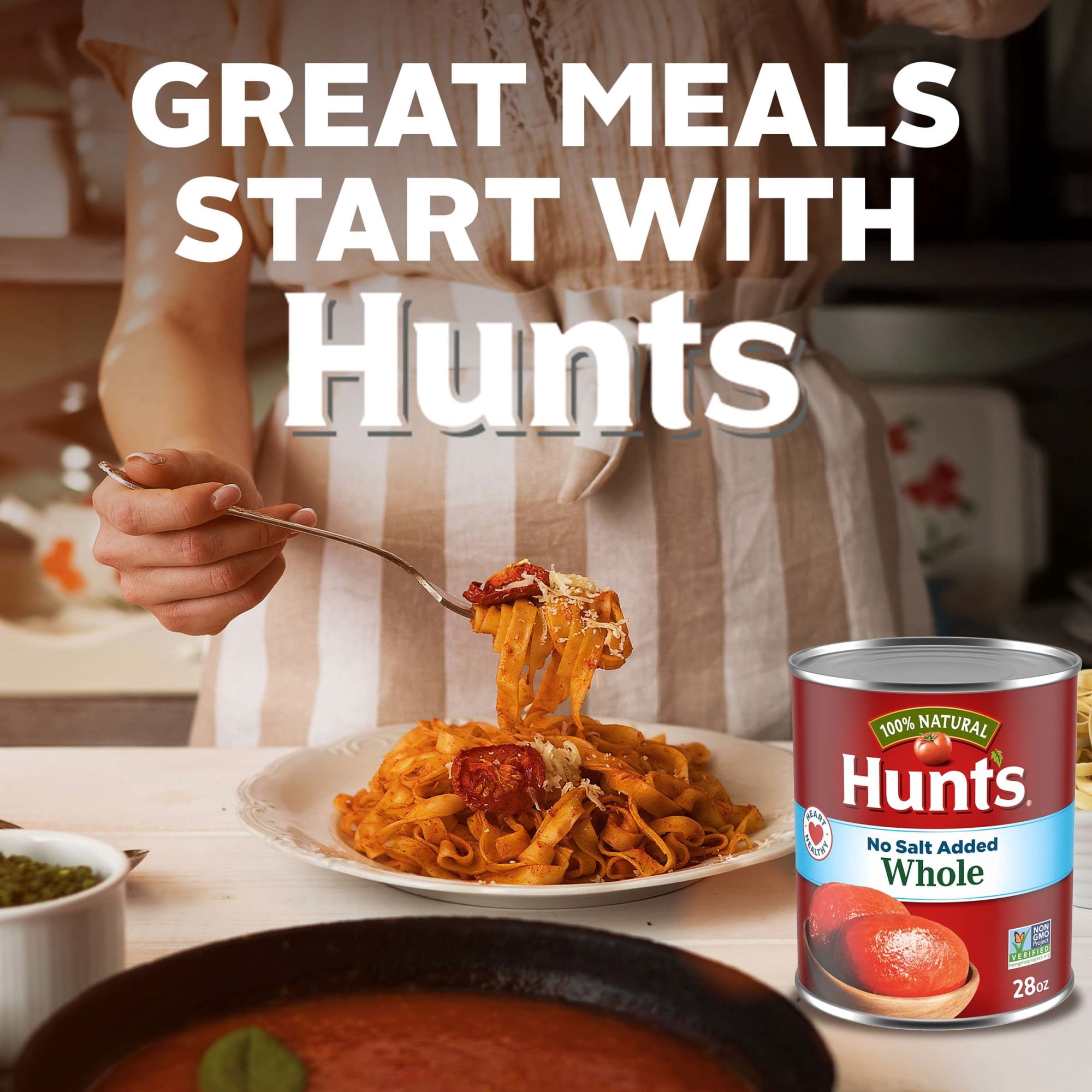(4 pack) Hunt’s No Salt Added Whole Peeled Tomatoes, Perfect for Chili & Soups, 28 oz. Can