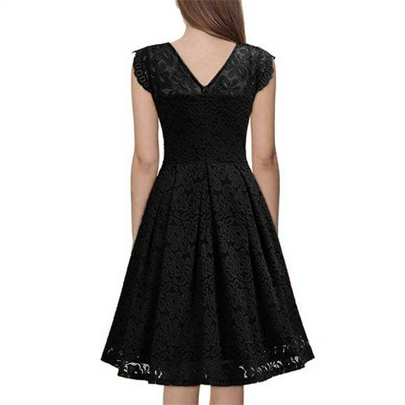 nsendm Womens Dress Female Adult Mini Dresses for Women Two Suit Dress Top with Party Sexy Women's Lace Piece Neck Skirt Suit Skirt Women's Long (Black, S)