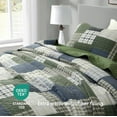 thumbnail image 4 of Chezmoi Collection Cedar 2-Piece Printed Patchwork Quilt Set, Green Navy Plaid Coverlet, Pre-Washed Microfiber Lightweight Bedspread for All Seasons, Twin Size, 4 of 9