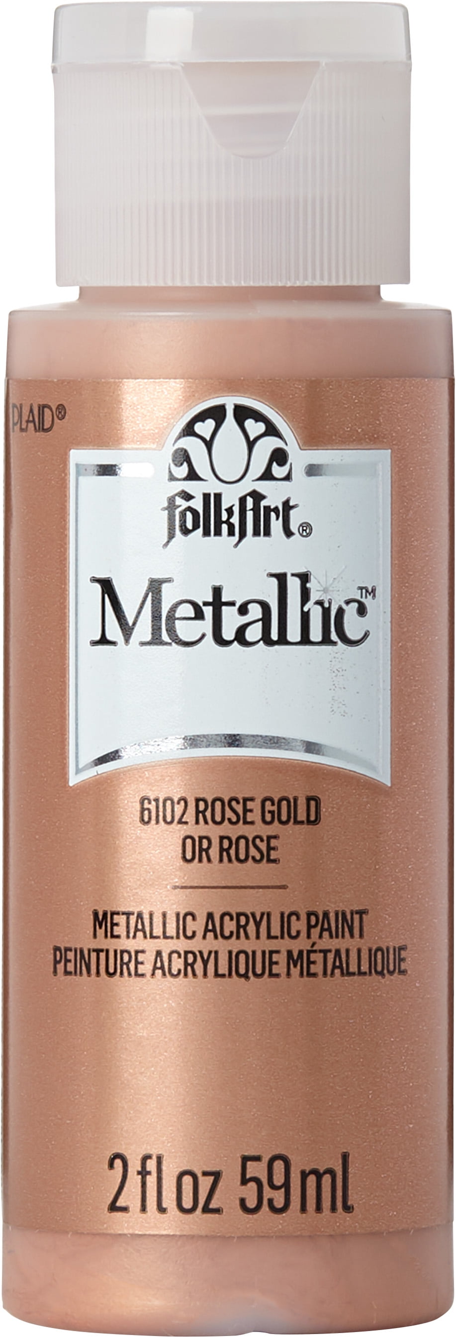 FolkArt Metallic Acrylic Craft Paint, Metallic Finish, Rose Gold, 2 fl oz