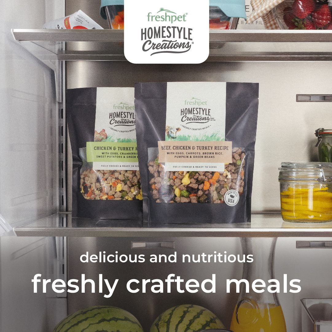 (3 pack) Freshpet Fresh Dog Food, Homestyle Creations, Beef, Chicken & Turkey Recipe, 1lb.