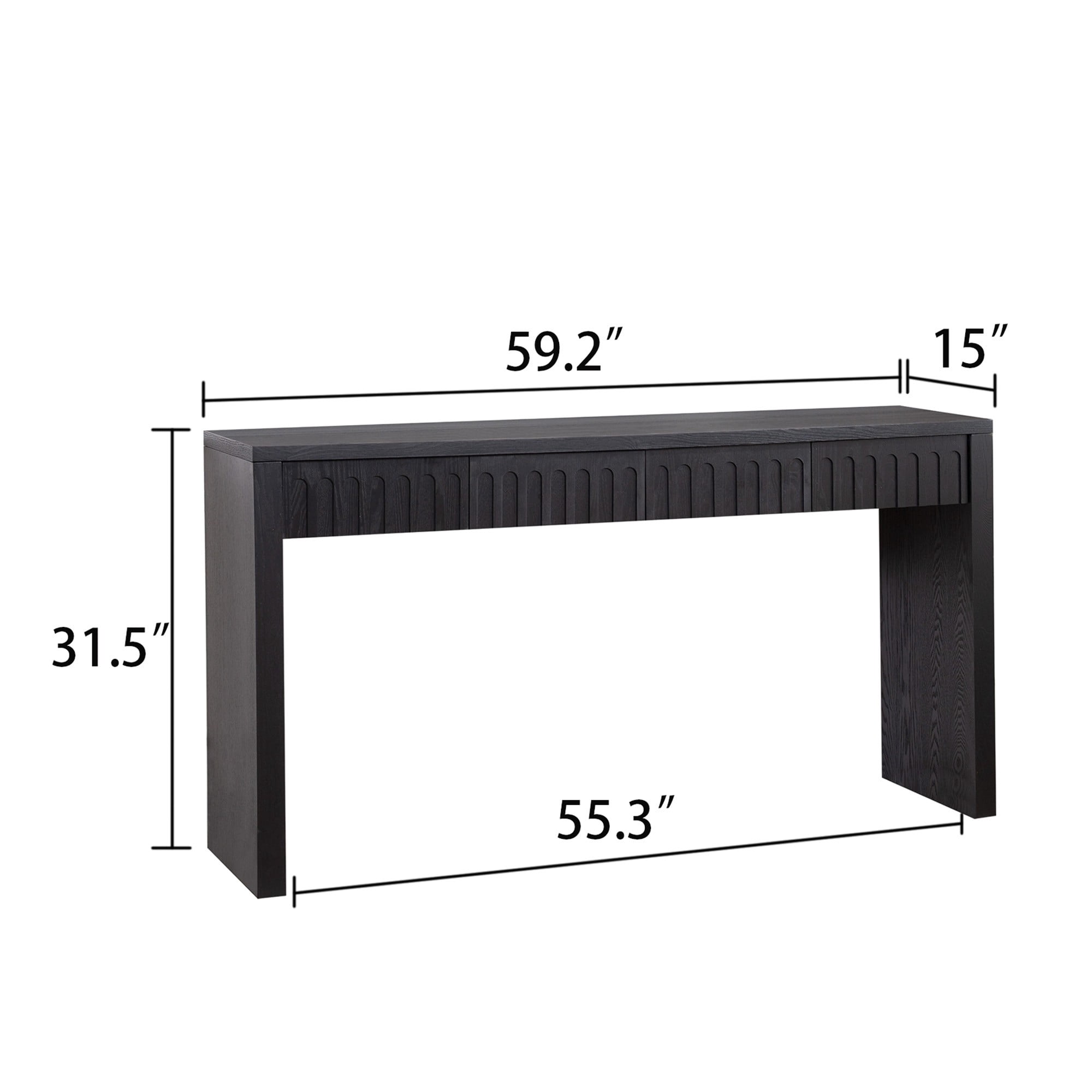 Modern Console Table with 4 Drawers, 59.2" Entryway Table (Black)