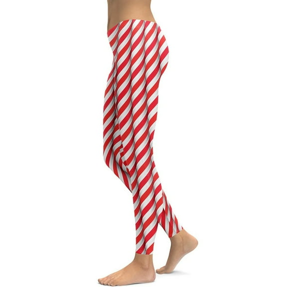 Real Candy Cane Leggings Size: XS for Women | FIERCEPULSE