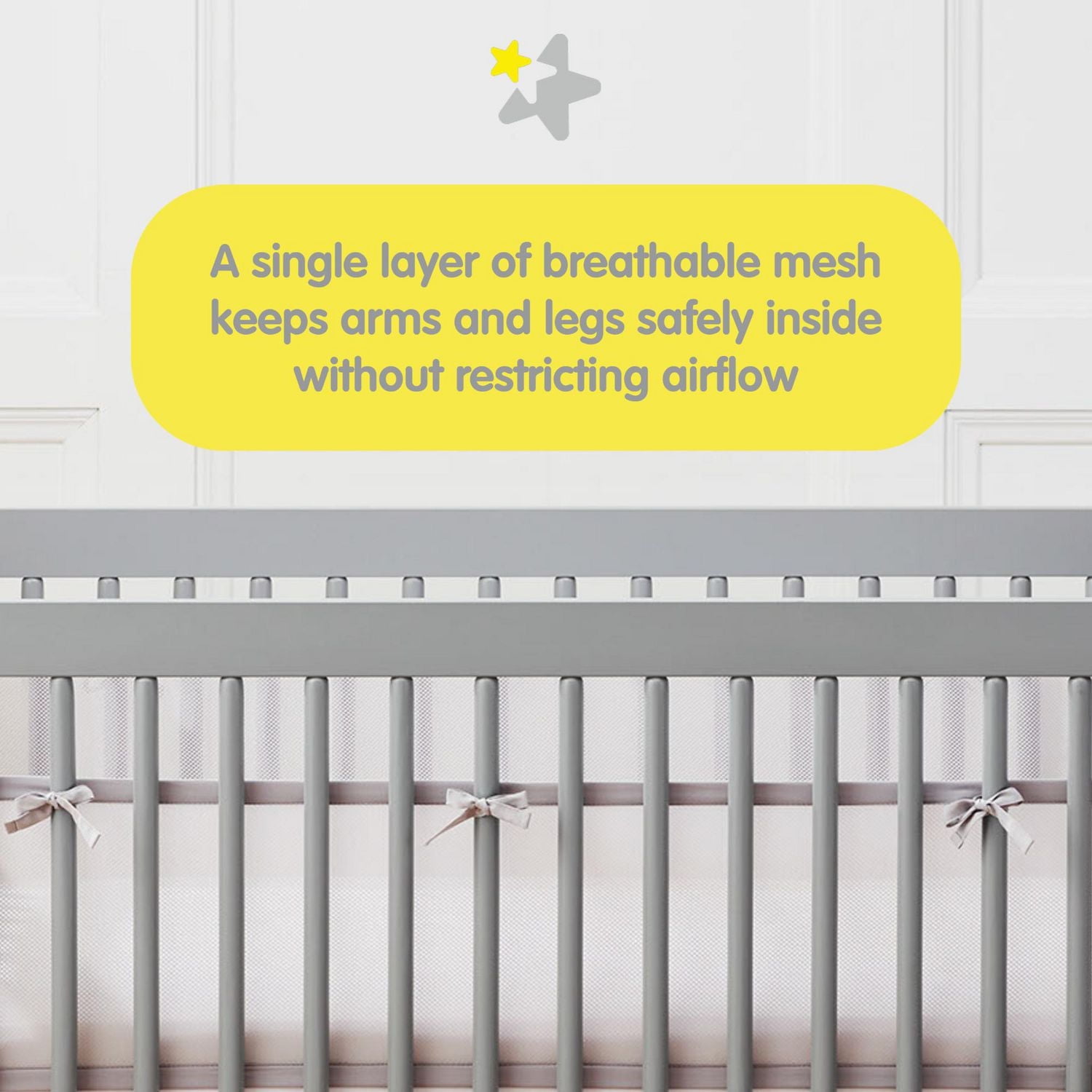 BreathableBaby Breathable Mesh Liner for Full-Size Cribs, Classic 3mm Mesh, Safari Fun Too (Size 4FS Covers 3 or 4 Sides)