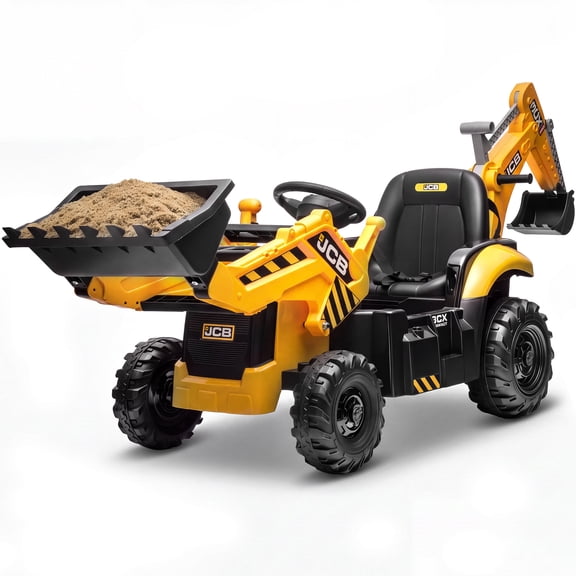 iYofe 24V JCB 3-in-1 Powered Ride on Excavator Digger Toy with Remote Control, Bluetooth, Shovel, Electric Tractor Backhoe for Kids Ages 3-6