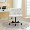 thumbnail image 3 of Luku Contemporary Criss Cross Office Chair on Wheels, Armless Wide Seat, 360° Swivel, Height Adjustable for Home Office, Study, and Vanity Use, 3 of 7