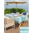 thumbnail image 5 of Outdoor Tablecloths with Umbrella Hole & Zipper, Teal Summer Coastal Rectangle Tablecloth 60x120 Inch, Modern Ocean Waves Starfish Shell Waterproof Table Cloth, Patio/Pool/Picnic Table Covers, 5 of 8