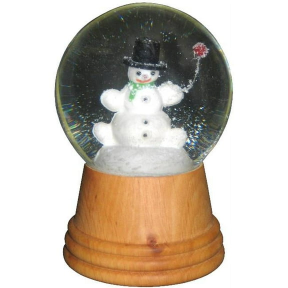 Perzy Snowglobe  Medium Snowman with wooden base