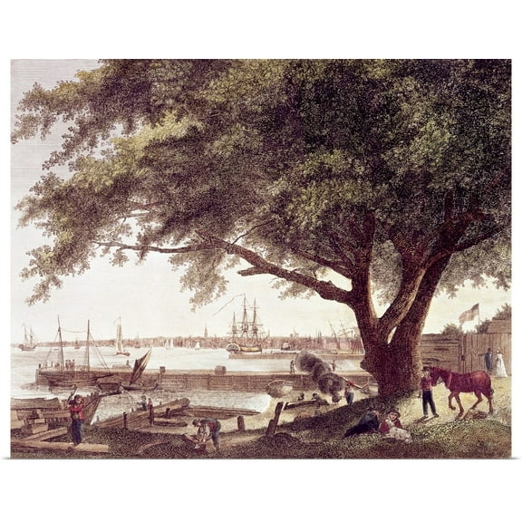 Great BIG Canvas | Rolled American School Poster Print entitled The City and Port of Philadelphia, on the River Delaware, from Kensington, 1800