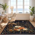thumbnail image 3 of Design&I 8'x10' Washable Area Rug Extra Large Skid-Resistant Low Profile Midnight Black Enchanted Autumn Nightscape Gothic Manor Amidst Festive Pumpkin for Living Room, Family, 3 of 7
