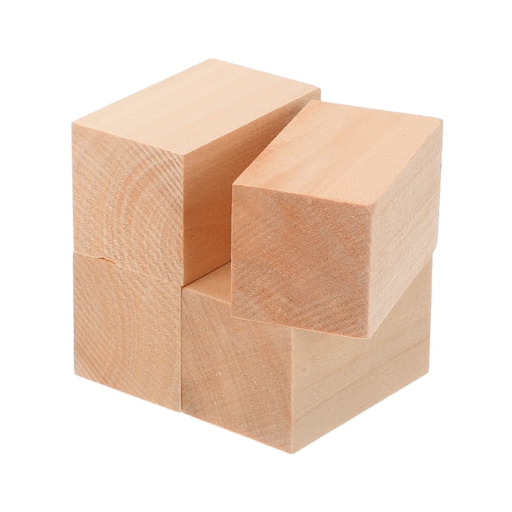 Uxcell 4Pcs Basswood Carving Block 1.2"x1.2"x2" Square Wooden Dowels Blocks Wood Pieces for DIY Arts Decoration