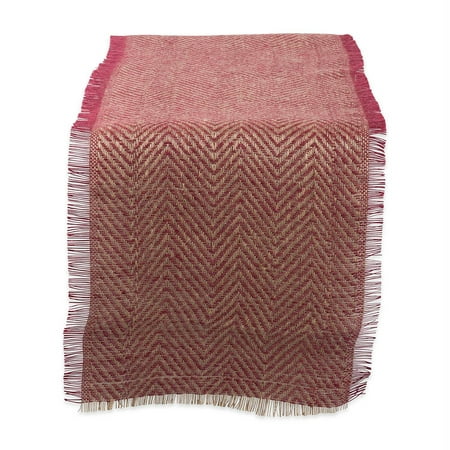 

108 Red and Brown Chevron Printed Rectangular Table Runner