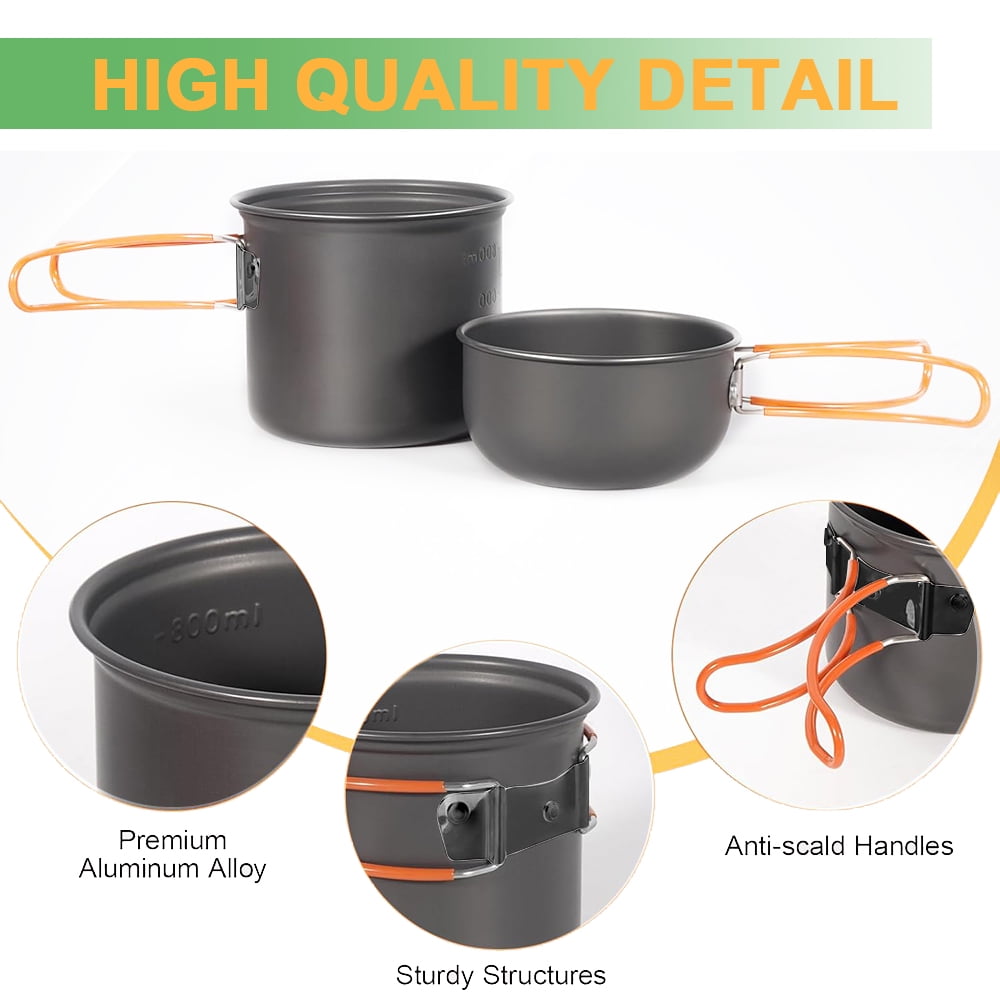 XMZHOU Outdoor Camping Pots And Pans 1-2 Person Backpacker Cookware Set Boiler Head Coffee Cup Multifunctional Pots And Pans Set