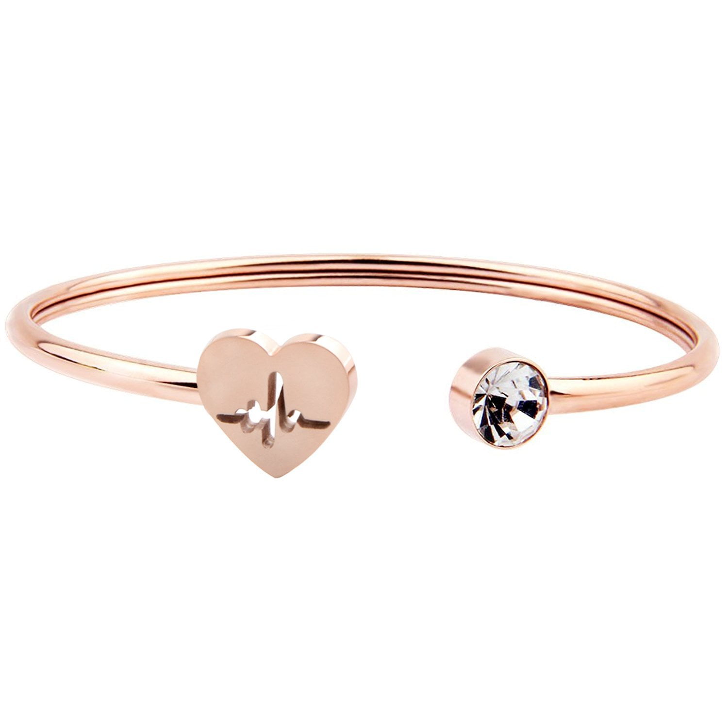 60mm HeartShaped LabCreated Ruby Heartbeat Flex Bangle in Sterling  Silver and 10K Rose Gold  Peoples Jewellers