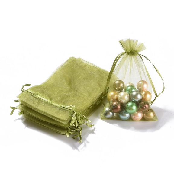 100pcs Organza Gift Bags with Drawstring Wedding Party Christmas Favor Gift Bags Organza Pouches for Potpourri Dark Khaki 15x10cm