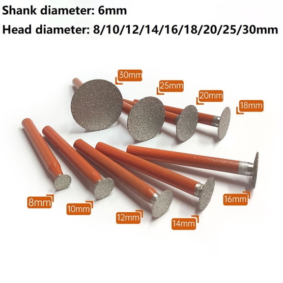 T Style Diamond Grinding Head Mounted Points 6Mm Shank Cutter Head Stone Jade Carving Burrs Polishing Engraving Tools 8-30Mm 6X8 Fangkenuo