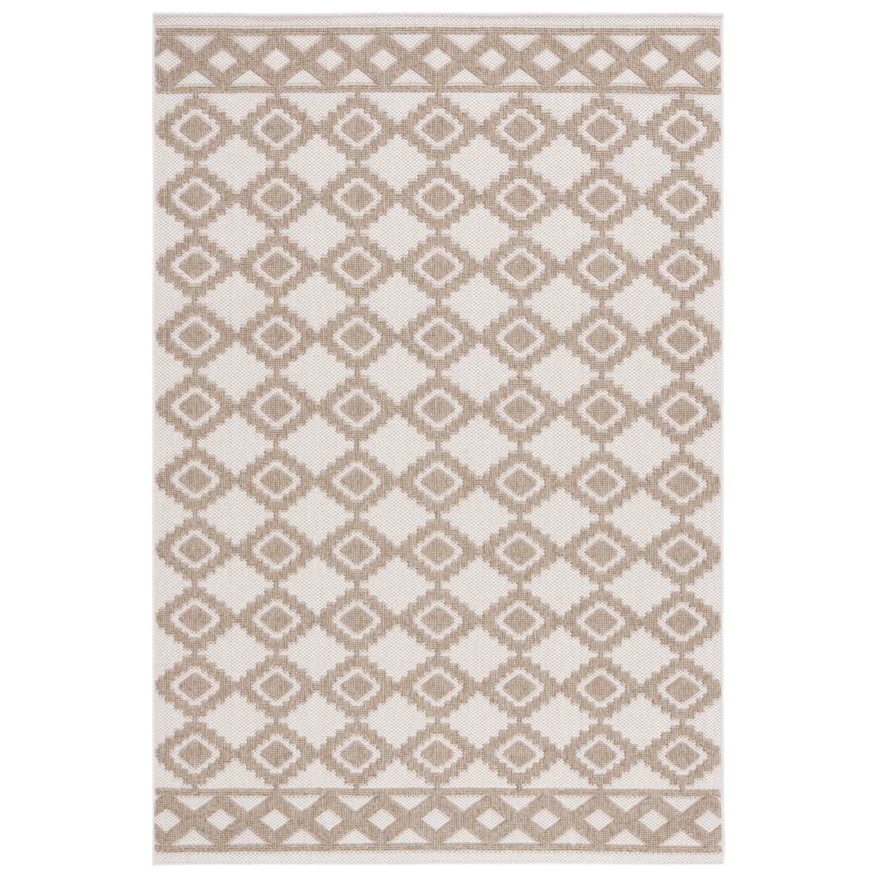 SAFAVIEH Global Paylynn Diamond Indoor/Outdoor Area Rug, Beige/Brown, 5'3" x 7'6"