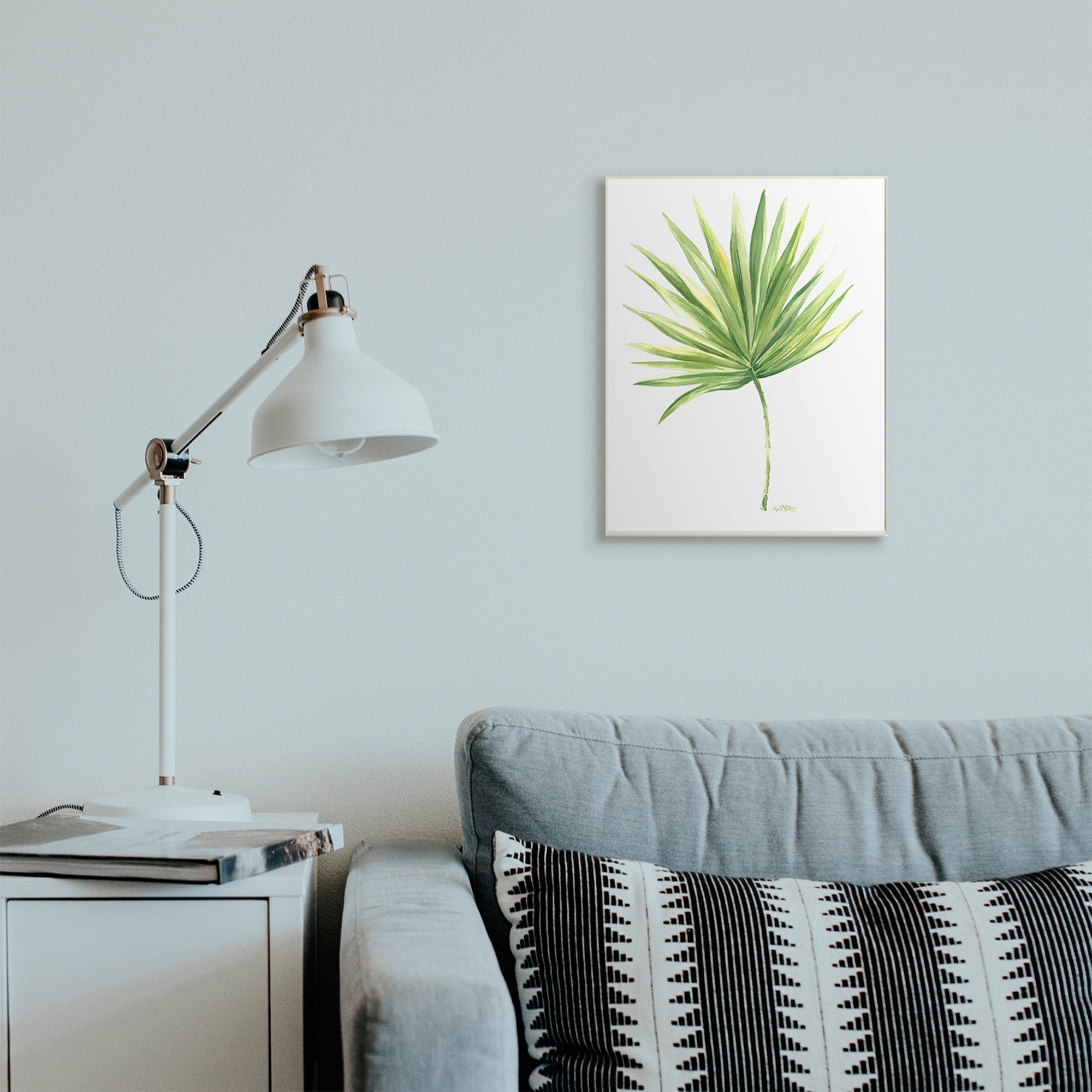 Stupell Industries Tropical Green Palm Fan Minimal on White Wall Plaque, 13 x 19, Design by Melissa Hyatt LLC