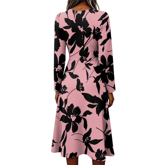 Women's Summer Maxi Dress Spring Fall Plus Size V Neck Flowy a Line Dress Elegant Formal Floral a Line Dress