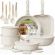 thumbnail image 1 of Juego de ollas y sartenes antiadherentes, Juego de 23 Ollas, Sarten Batería de Cocina, Juego de Sartenes con Mango Desmontable, Batería de Cocina Apto para Lavaplatos Y Horno (Blanco cálido), 1 of 9