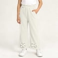 thumbnail image 2 of Rvasteizo Kids Pants Solid Bow Flare Side Pockets Elastic Waist Loose Comfy Full Length Casual Outer Pant for 1 to 15 Years, 2 of 5
