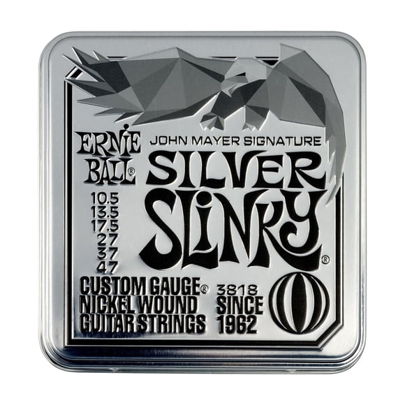 Ernie Ball John Mayer Silver Slinky Nickel Wound Electric Guitar Strings 3 Pack Tin 10.5-47 Gauge