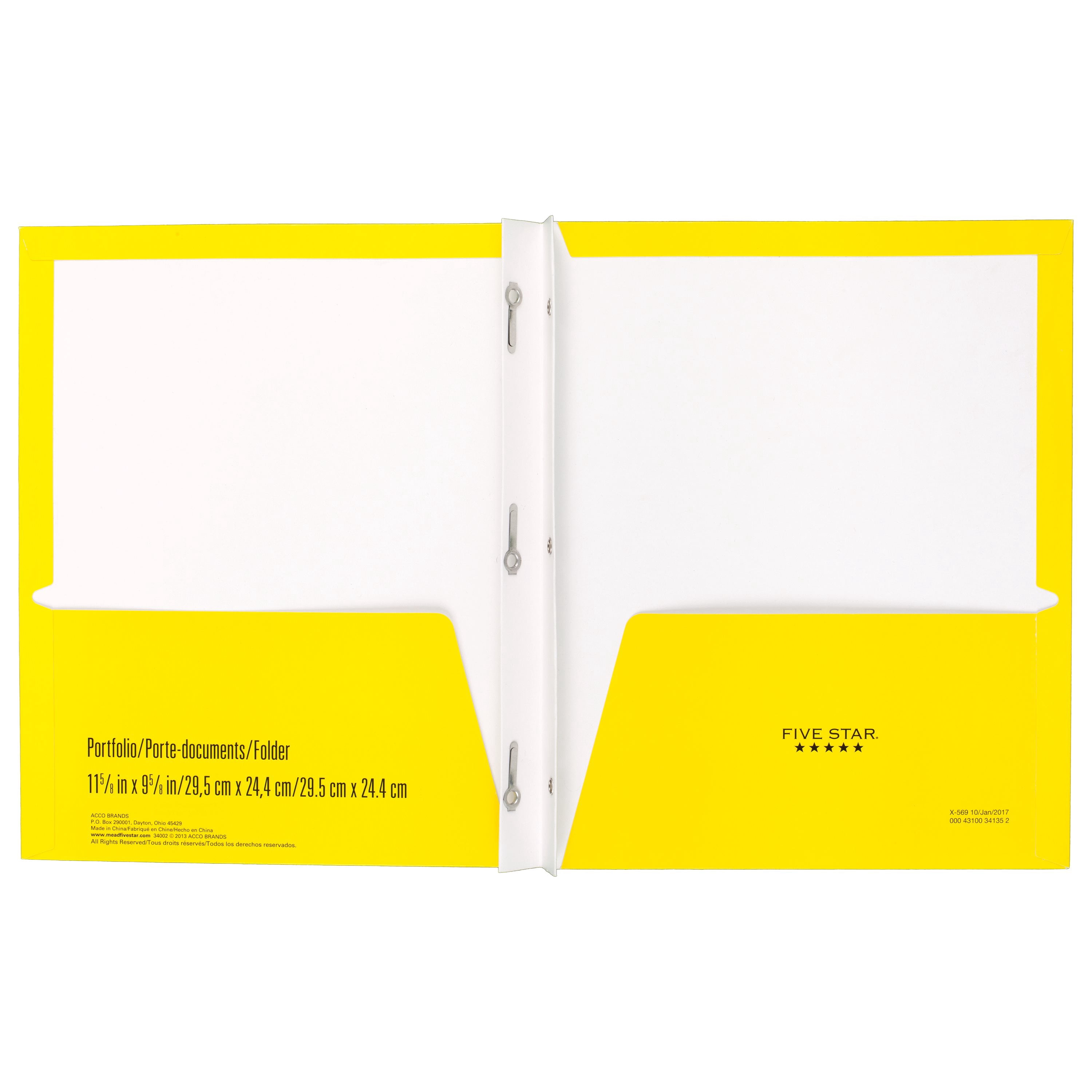 Five Star Pocket and Prong 2-Pocket Paper Folder, Yellow (34567)