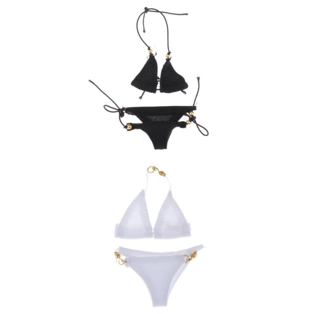Conjunto de Lencería Sunnimix Ropa interior 1/6 Escala 12 pulgadas Blanco y Negro