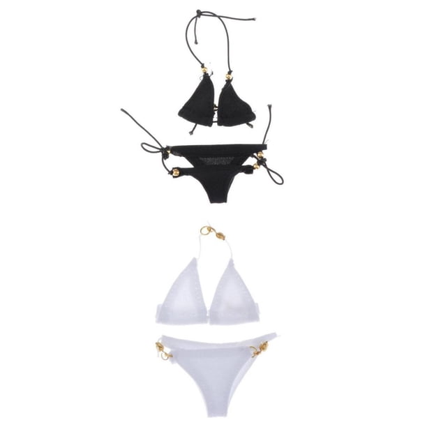 Conjunto de Lencería Sunnimix Ropa interior 1/6 Escala 12 pulgadas Blanco y Negro