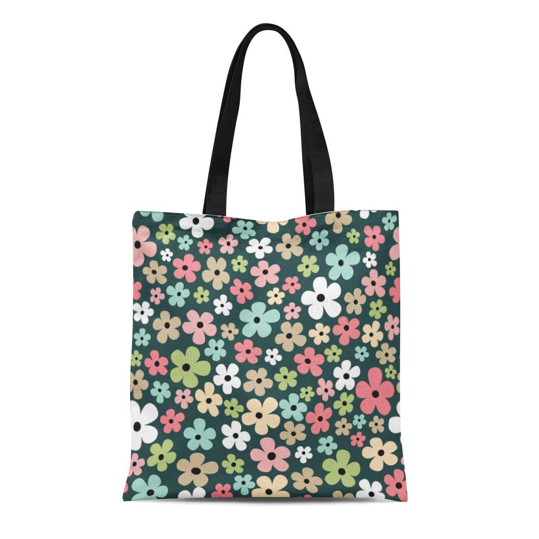 ASHLEIGH Canvas Tote Bag Colorful Pattern Pastel Red Green Blue Cute ...