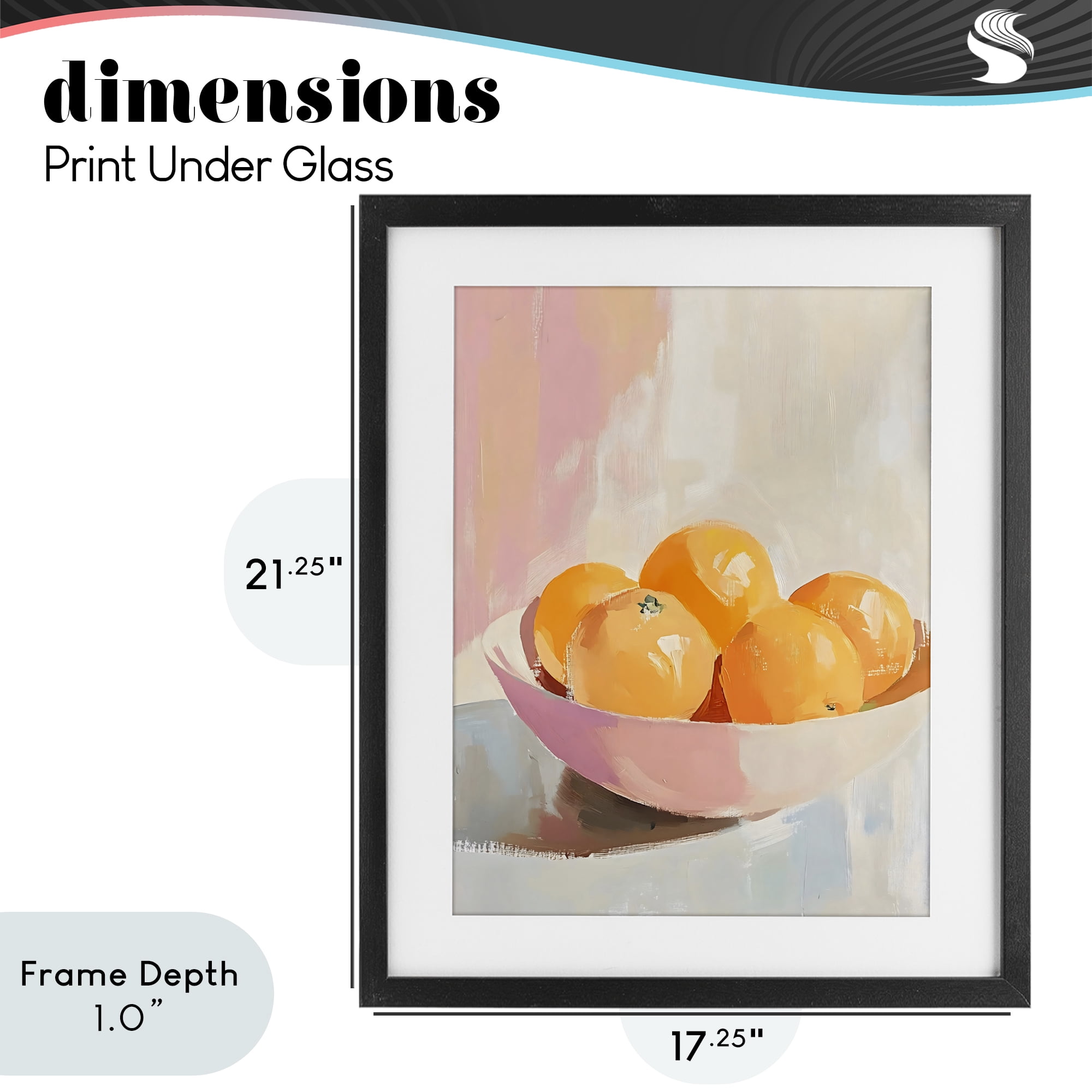 Stupell Industries Pastel Bowl of Oranges Black Framed Print Under Glass, design by The Prints Vibe