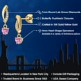 thumbnail image 2 of Gem Stone King 10K Yellow Gold Pink Moissanite and Lab Grown Diamond Dangle Earrings for Women | 0.55 Cttw | Gemstone Birthstone | Heart Shape 4MM, 2 of 6