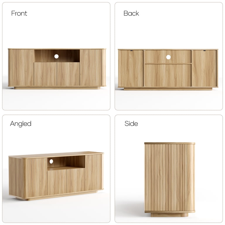 MARNUR Fluted TV Stand for 65-Inch TV with 4 Storage Cabinets photo 3