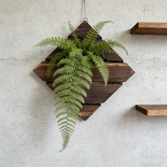 LOLIPPYY Rustic Brown Wood Wall Planter for Indoor Ferns, Hanging Plant Holder with Mounting Board, Decorative Garden Wall Decor