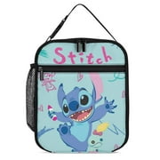 Happy Lilo Stitch Portable Lunch Bag Tote Bento Bag School Office Insulated Cooler Thermal Handbag For Adult Boys Girls Kids