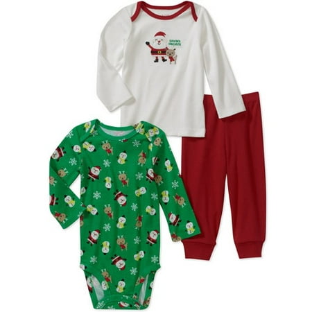 

Newborn Boys 3 Piece Santa Tee s and Pant Set