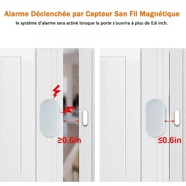 Alarme de porte magnétique à distance de de contrôle à distance de fenêtre  de sirène de de sécurité à la maison, 1 commande à distance + 3 capteurs