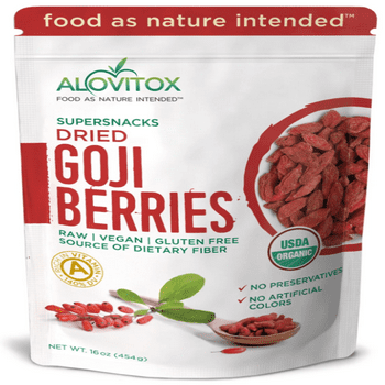 Alovitox Premium , Raw & Dried Goji Berries | USDA Certified Natural Superfood | Non-GMO | Sulfite-Free Perfect for Baking, Teas and y Snacks 16 oz bag