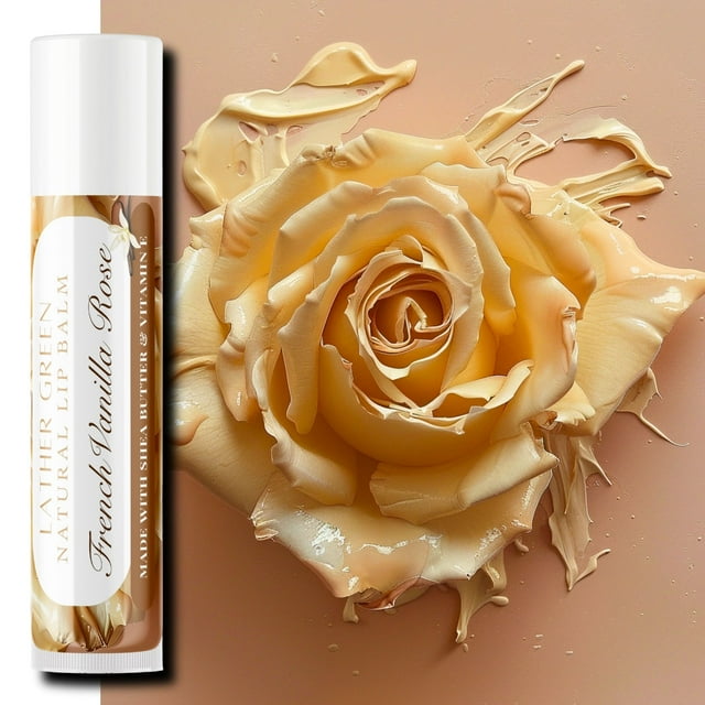 Baume à Lèvres Naturel à la Vanille Française et Rose, Lot de 3 par LatherGreen