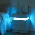 thumbnail image 6 of Hommpa LED Nightstand Set of 2 High Gloss Modern 2 Drawer Bedside End Table White, 6 of 10