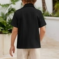 thumbnail image 5 of Efsteb Fashion Summer Shirts for Boys Lapel Button Short Sleeve Shirt Casual Solid Color Loose Tops (Black,7 Years), 5 of 9