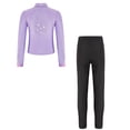thumbnail image 2 of Sinleey Kids Girls Ice Skating Outfits Long Sleeve Zipper Skating Jacket with Shiny Leggings Purple 14, 2 of 4