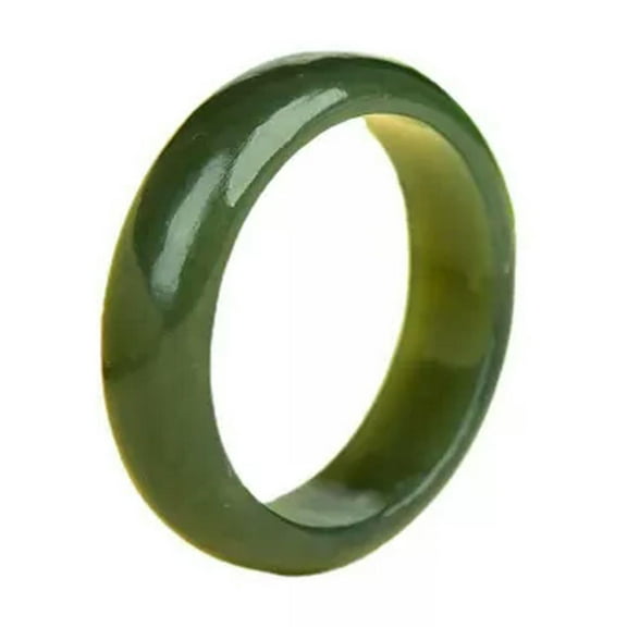 K-KED Mens Womens Natural Genuine Real Green Jade Band Ring Size 5-12-9