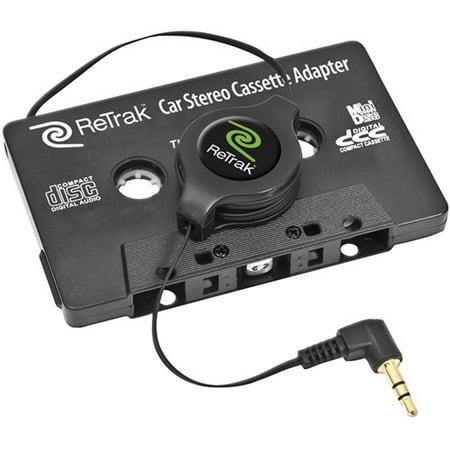 ReTrak ETCASSETTEB Retractable Stereo Cassette Adapter, Black