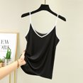 thumbnail image 1 of Spaghetti Strap Tank Tops Women Halter V Neck basic Camis Sleeveless summer loose Camisole plus size FJH, 1 of 7