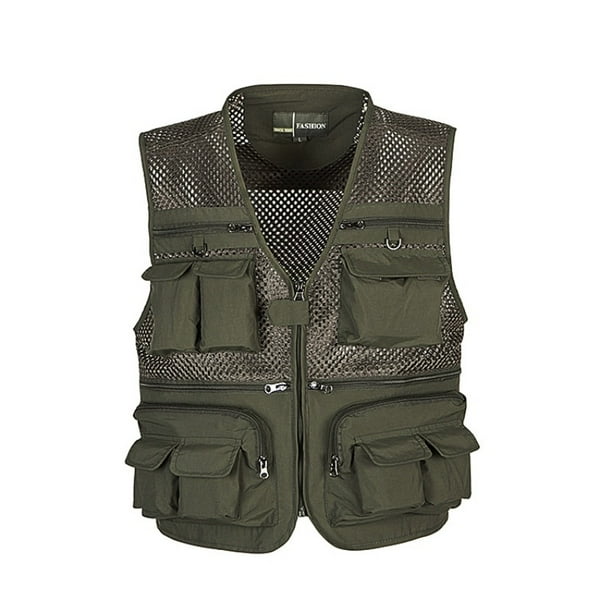 Wisremt Outdoor Men Women Fishing Vests Quick Dry Breathable Multi Pocket Mesh Jackets