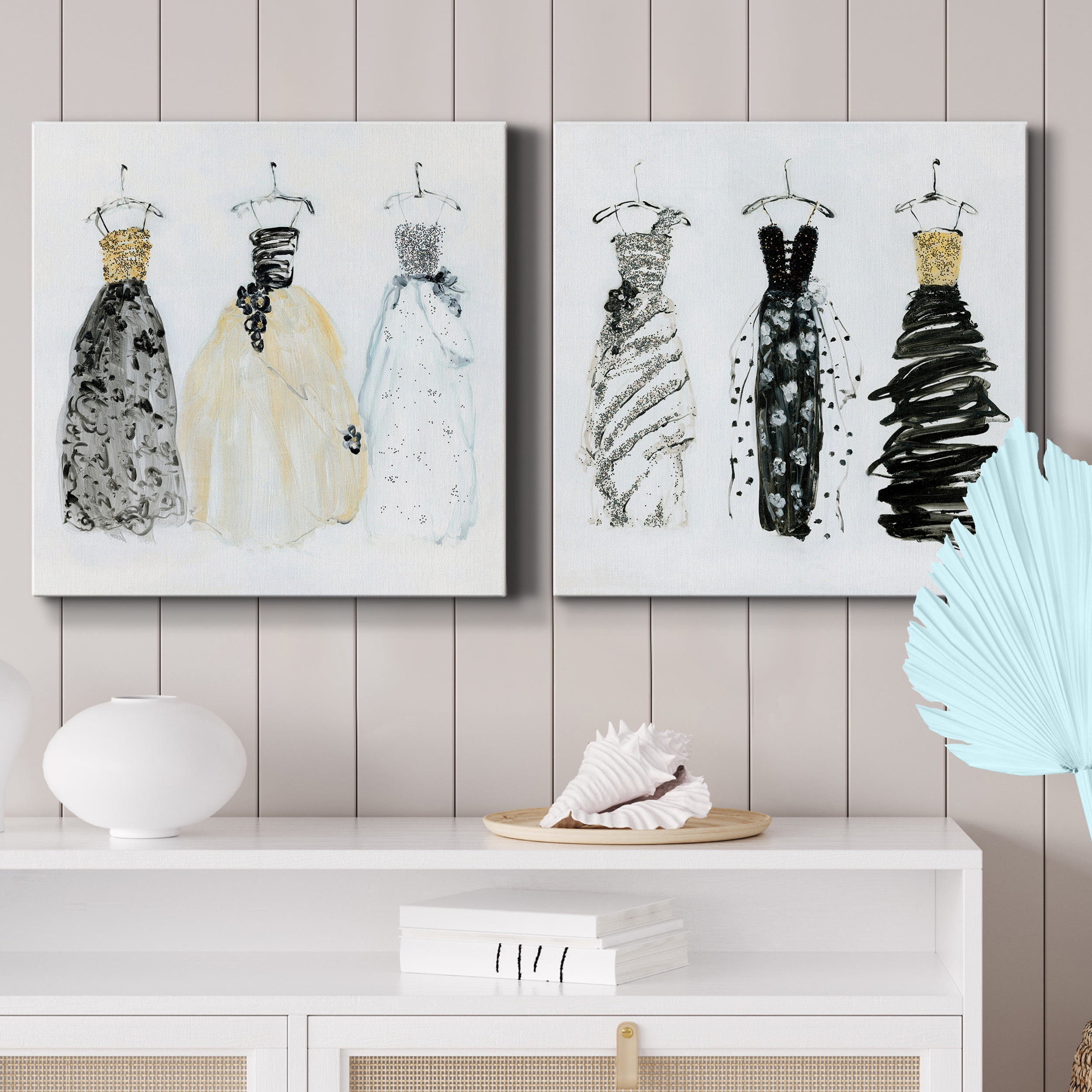 Bling Night Out I - Premium Gallery Wrapped Canvas - Ready to Hang Set of 2 - 40 x 40 Each